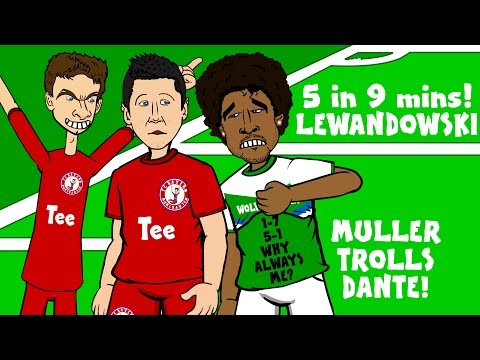 LEWANDOWSKI scores 5 goals in 9 minutes! (FC Bayern 5-1 Wolfsburg – Muller trolls Dante prank)