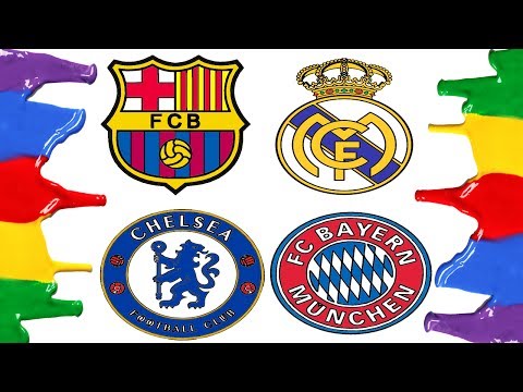 How to Draw and Color – Barcelona, Real Madrid, Bayern Munich and Chelsea Logos Coloring Pages