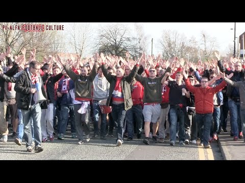 Bayern Munich fans marching through Manchester