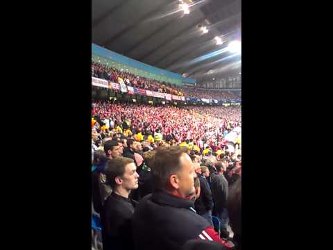 Bayern Munich fans sing "footballs coming home" at Manchester City