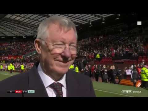Sir Alex Ferguson speaks after the Man Utd legends vs Bayern Munich legends game