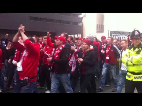 Manchester City vs Bayern Munich – Munich fans march in city centre